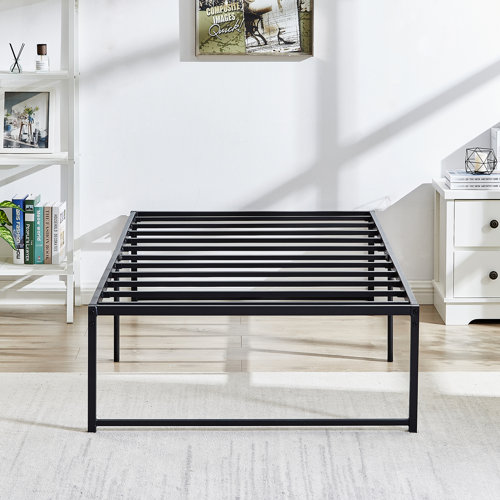 The Twillery Co.® Mclea 16'' Tall Metal Platform Bed Frame Mattress Foundation with Steel Slats